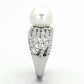TS169 - Rhodium 925 Sterling Silver Ring with Synthetic Pearl in White-3