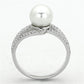 TS170 - Rhodium 925 Sterling Silver Ring with Synthetic Pearl in White-2