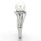 TS170 - Rhodium 925 Sterling Silver Ring with Synthetic Pearl in White-3
