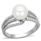 TS170 - Rhodium 925 Sterling Silver Ring with Synthetic Pearl in White-4