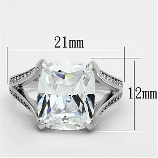 TS174 - Rhodium 925 Sterling Silver Ring with AAA Grade CZ  in Clear-1