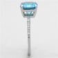 TS178 - Rhodium 925 Sterling Silver Ring with Cubic  in Sea Blue-3