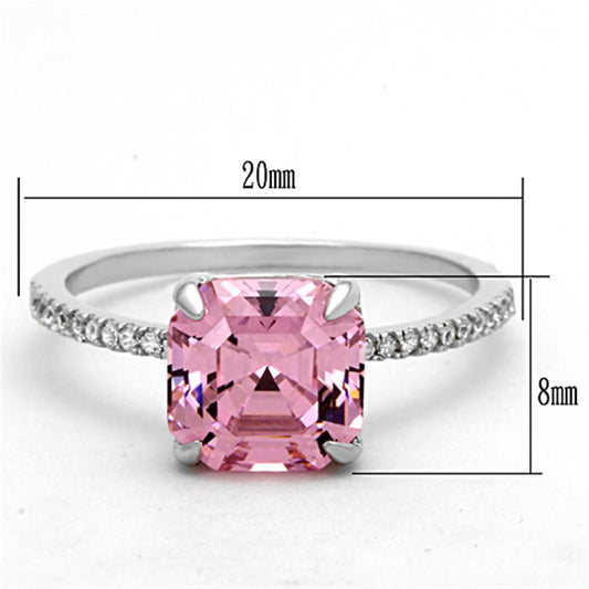 TS179 - Rhodium 925 Sterling Silver Ring with Cubic  in Rose-1