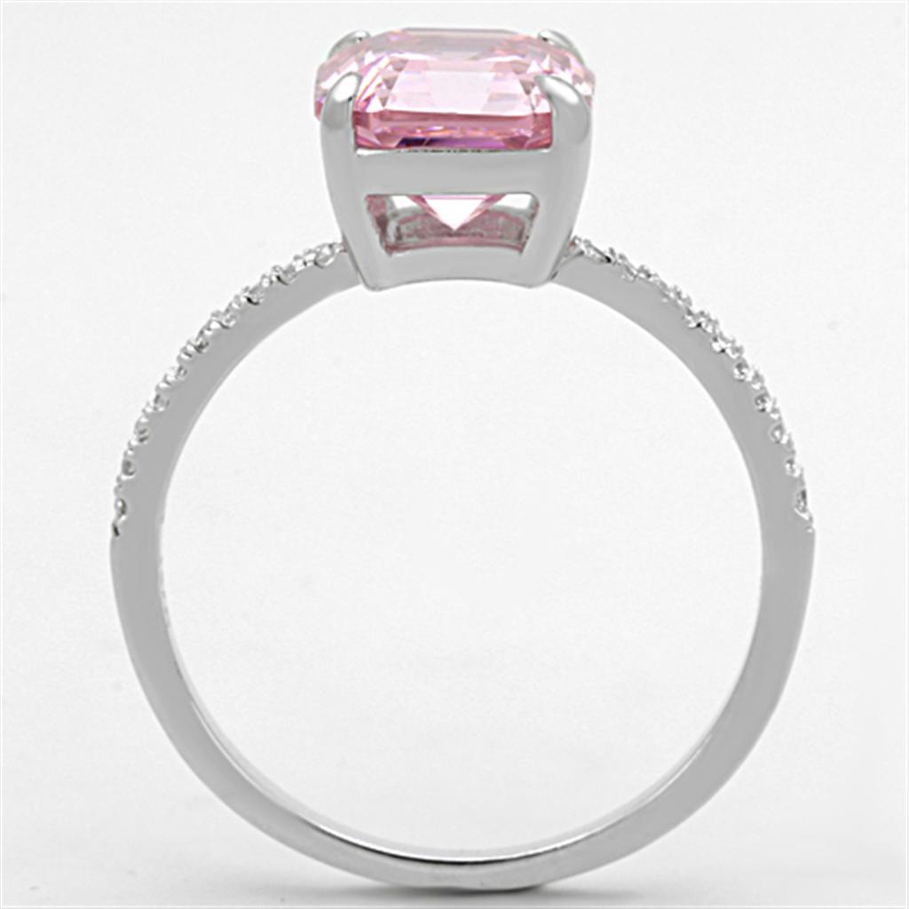 TS179 - Rhodium 925 Sterling Silver Ring with Cubic  in Rose-2