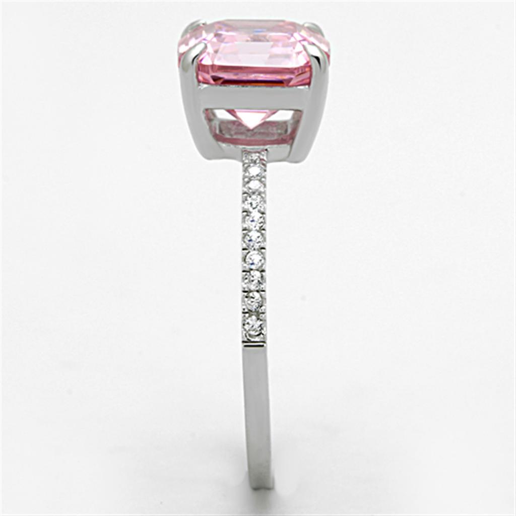 TS179 - Rhodium 925 Sterling Silver Ring with Cubic  in Rose-3