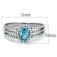 TS184 - Rhodium 925 Sterling Silver Ring with AAA Grade CZ  in Sea Blue-1