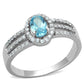 TS184 - Rhodium 925 Sterling Silver Ring with AAA Grade CZ  in Sea Blue-4