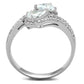 TS186 - Rhodium 925 Sterling Silver Ring with AAA Grade CZ  in Clear-2