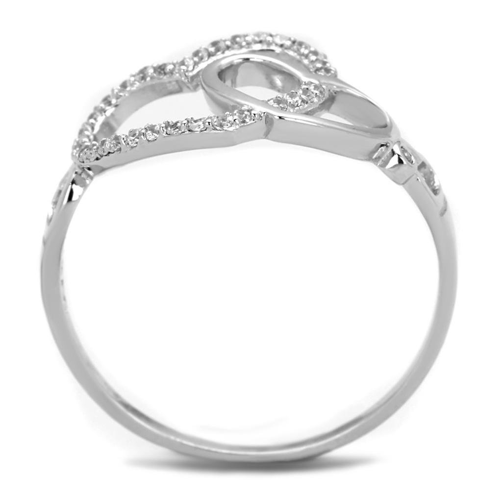 TS193 - Rhodium 925 Sterling Silver Ring with AAA Grade CZ  in Clear-2