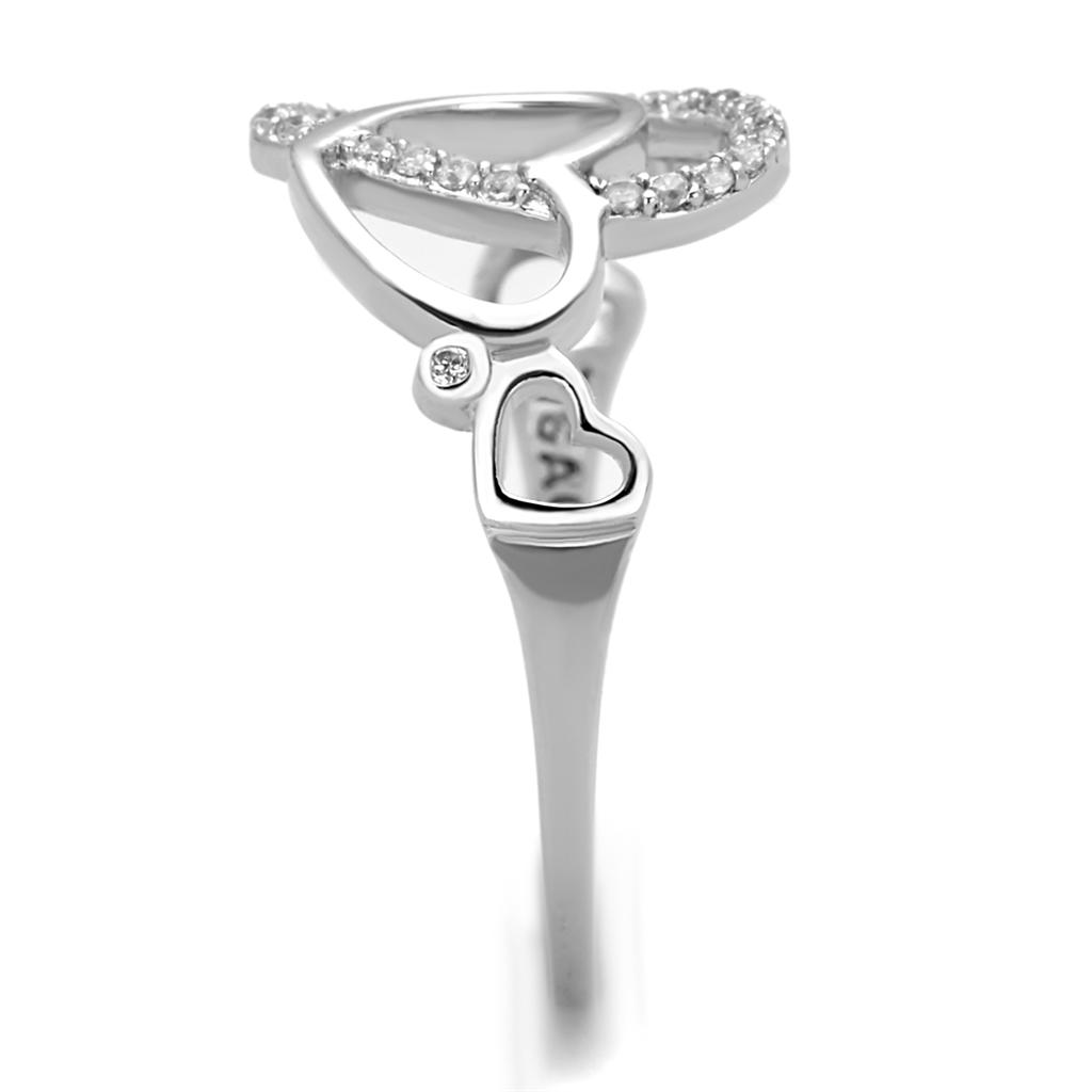 TS193 - Rhodium 925 Sterling Silver Ring with AAA Grade CZ  in Clear-3