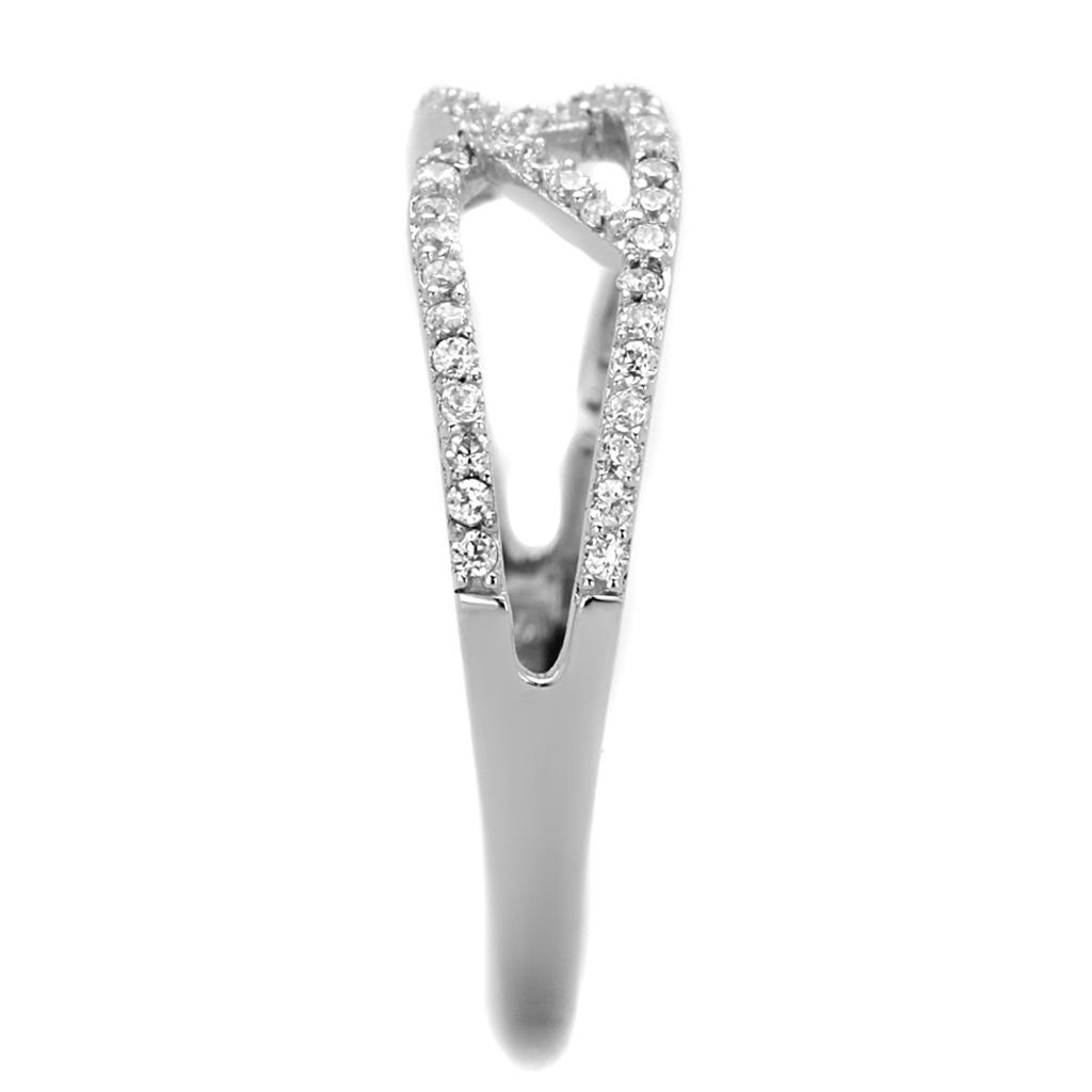 TS201 - Rhodium 925 Sterling Silver Ring with AAA Grade CZ  in Clear-3