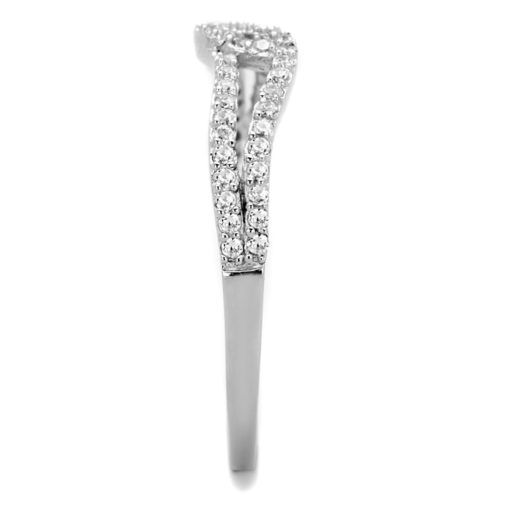 TS202 - Rhodium 925 Sterling Silver Ring with AAA Grade CZ  in Clear-3