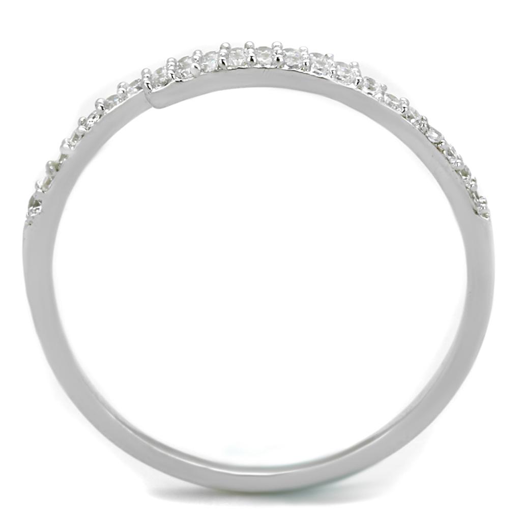 TS204 - Rhodium 925 Sterling Silver Ring with AAA Grade CZ  in Clear-2