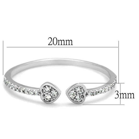 TS205 - Rhodium 925 Sterling Silver Ring with AAA Grade CZ  in Clear-1