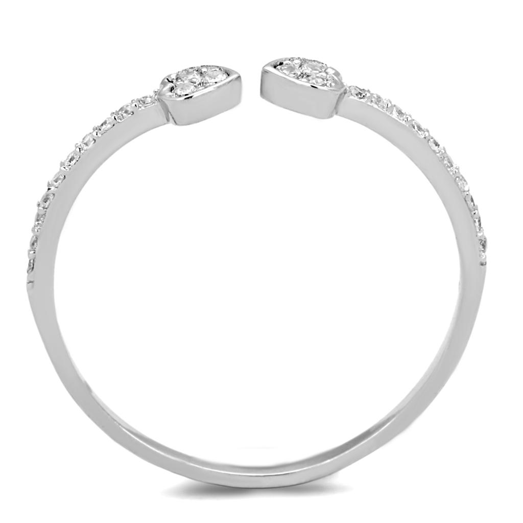 TS205 - Rhodium 925 Sterling Silver Ring with AAA Grade CZ  in Clear-2