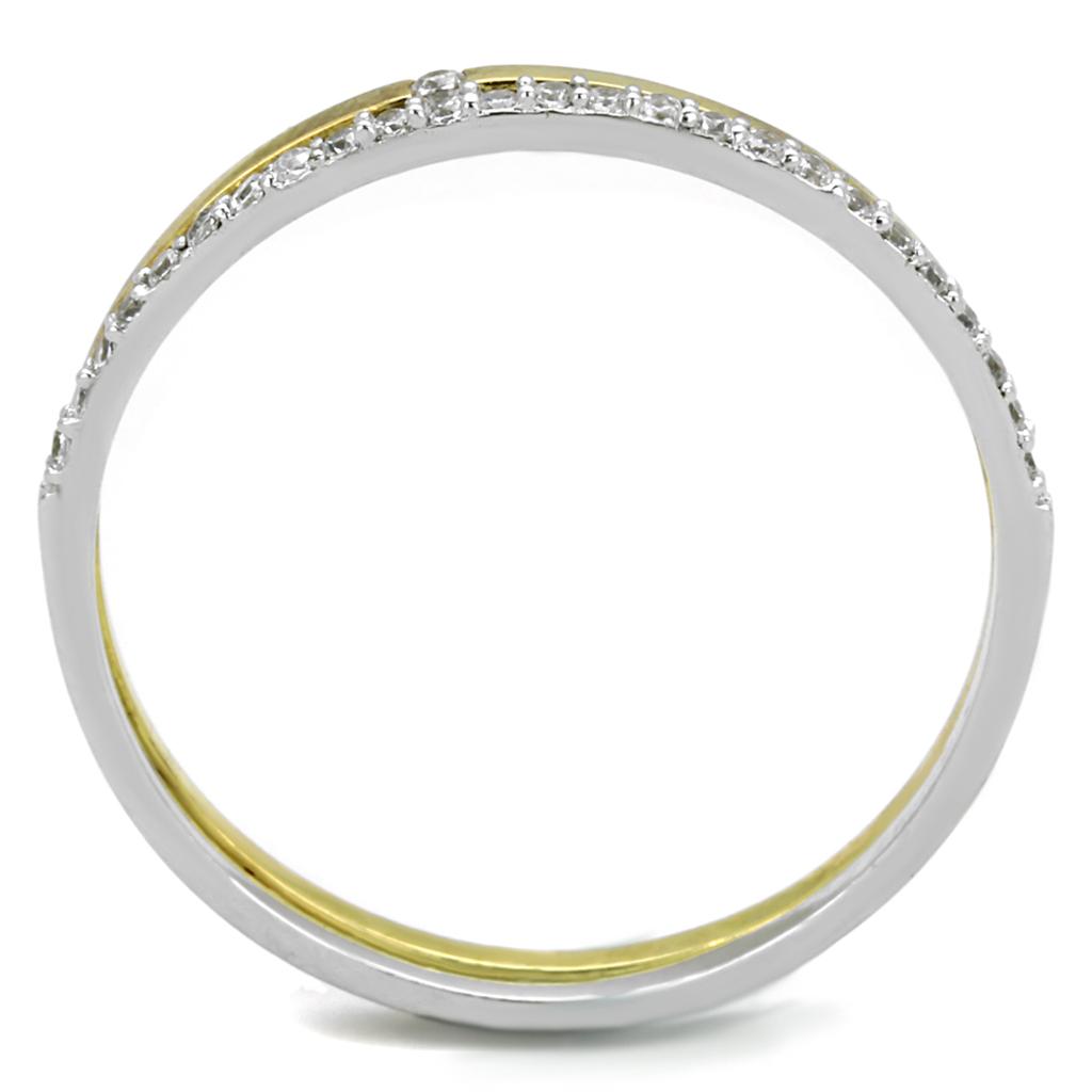 TS207 - Gold+Rhodium 925 Sterling Silver Ring with AAA Grade CZ  in Clear-2