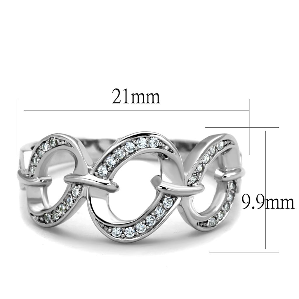 TS212 - Rhodium 925 Sterling Silver Ring with AAA Grade CZ  in Clear-1