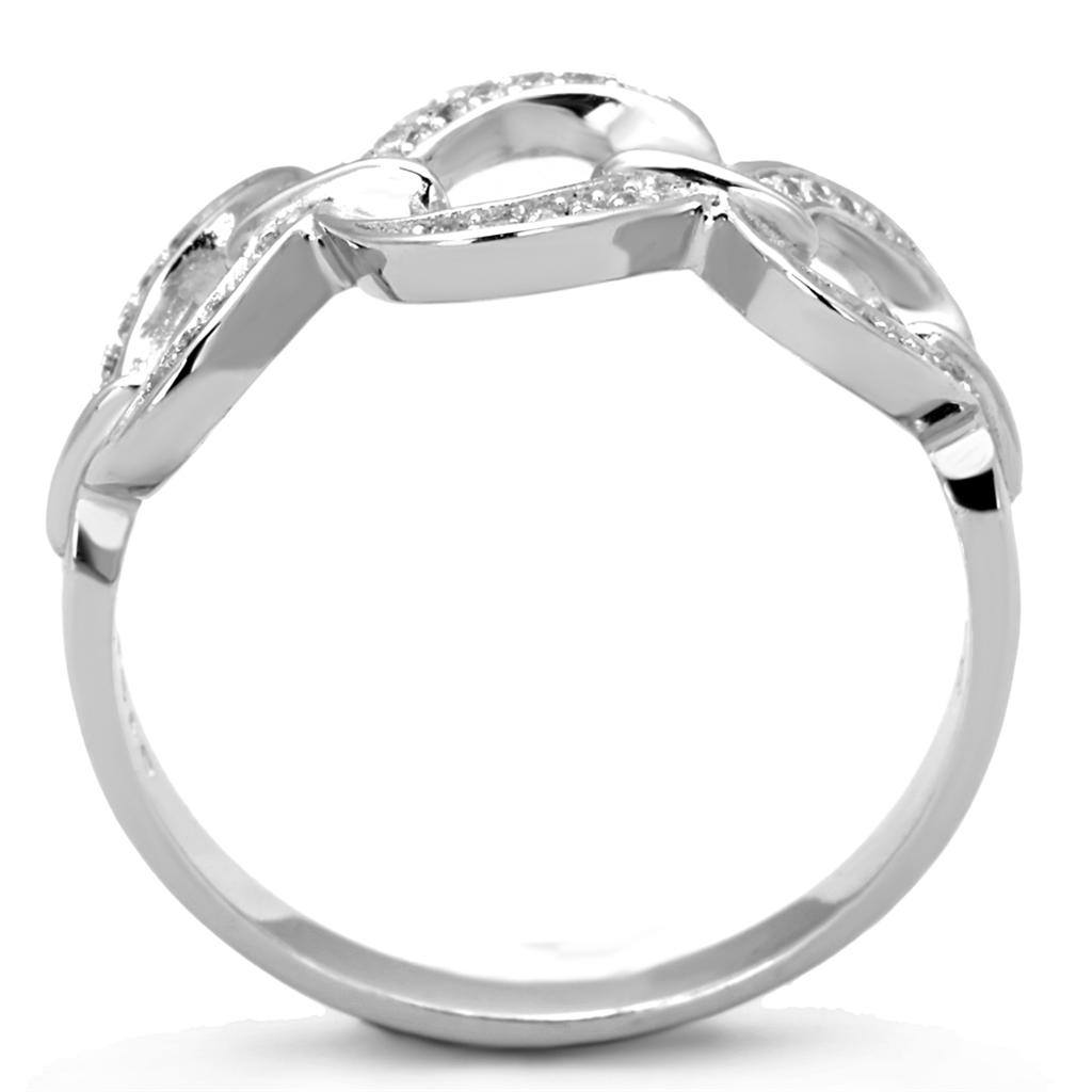 TS212 - Rhodium 925 Sterling Silver Ring with AAA Grade CZ  in Clear-2