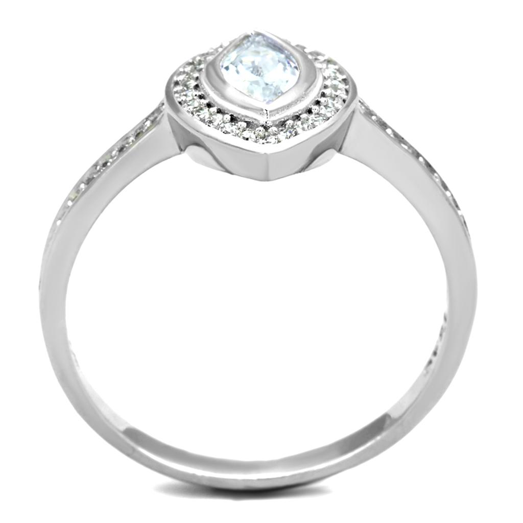 TS213 - Rhodium 925 Sterling Silver Ring with AAA Grade CZ  in Clear-2