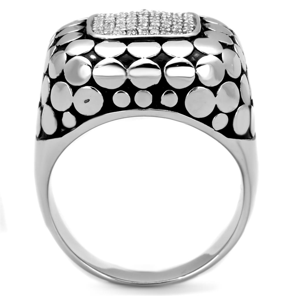 TS215 - Rhodium 925 Sterling Silver Ring with AAA Grade CZ  in Clear-2