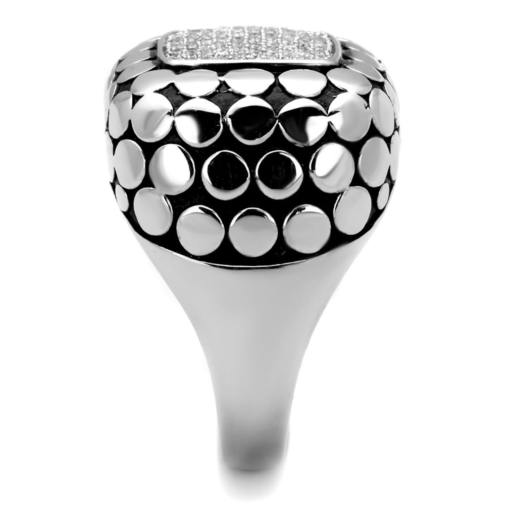 TS215 - Rhodium 925 Sterling Silver Ring with AAA Grade CZ  in Clear-3