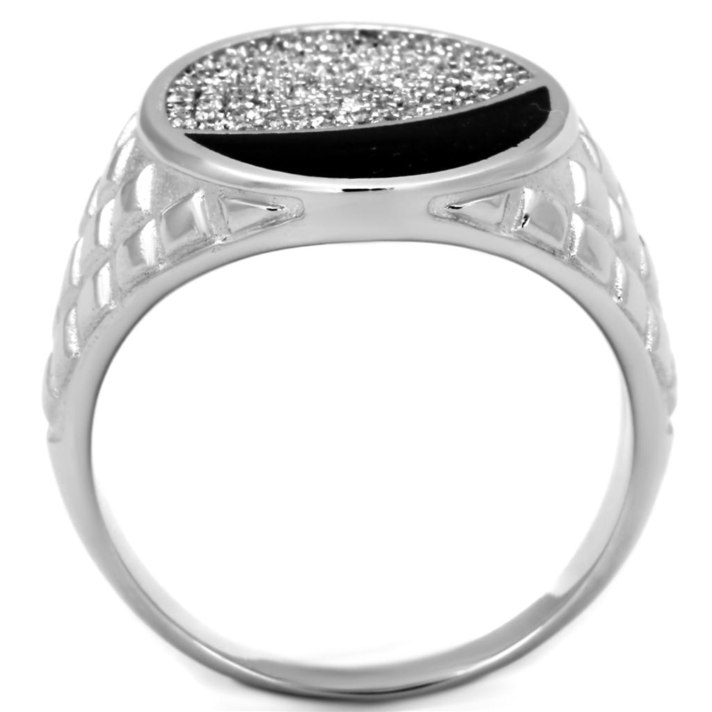 TS216 - Rhodium 925 Sterling Silver Ring with AAA Grade CZ  in Clear-2