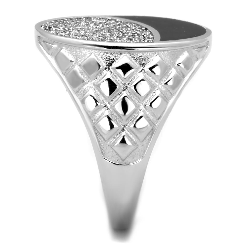 TS216 - Rhodium 925 Sterling Silver Ring with AAA Grade CZ  in Clear-3