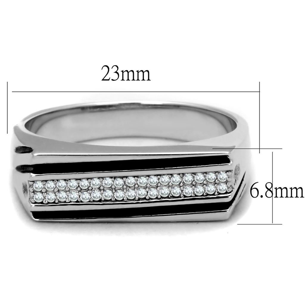 TS217 - Rhodium 925 Sterling Silver Ring with AAA Grade CZ  in Clear-1