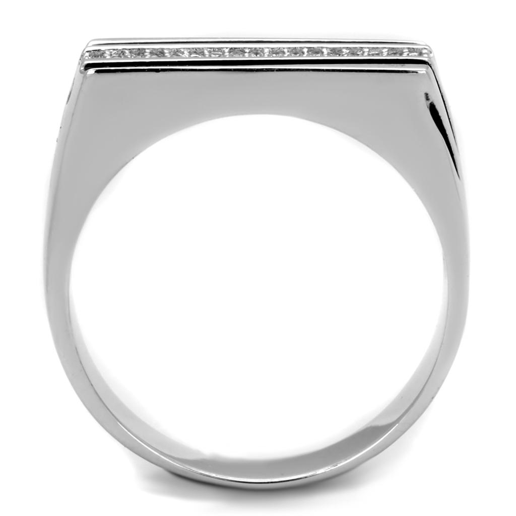 TS217 - Rhodium 925 Sterling Silver Ring with AAA Grade CZ  in Clear-2