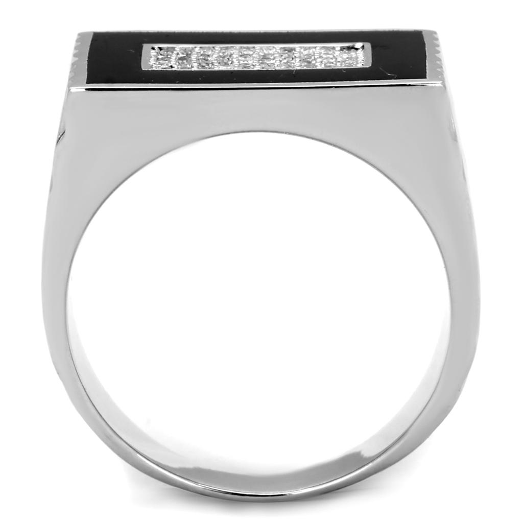 TS220 - Rhodium 925 Sterling Silver Ring with AAA Grade CZ  in Clear-2