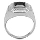 TS224 - Rhodium 925 Sterling Silver Ring with AAA Grade CZ  in Black Diamond-2