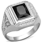 TS224 - Rhodium 925 Sterling Silver Ring with AAA Grade CZ  in Black Diamond-4