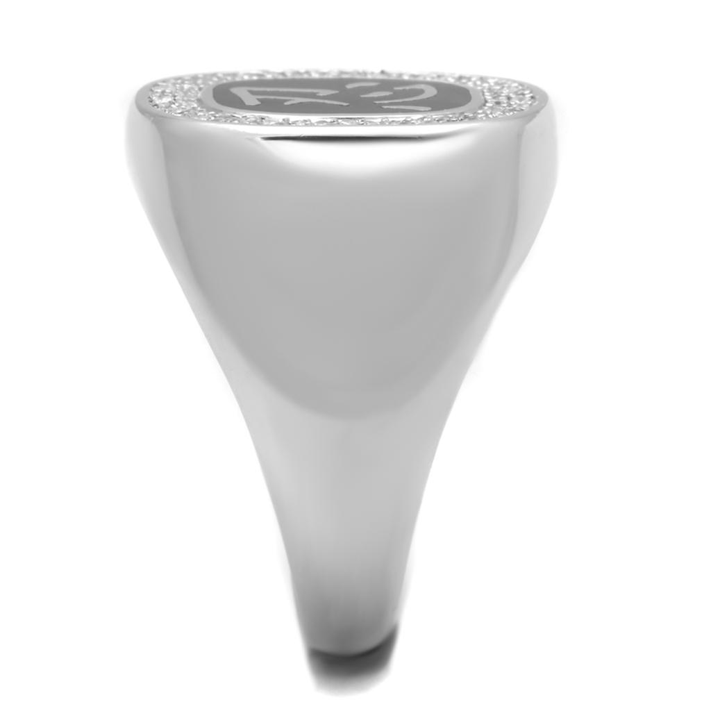 TS225 - Rhodium 925 Sterling Silver Ring with AAA Grade CZ  in Clear-3