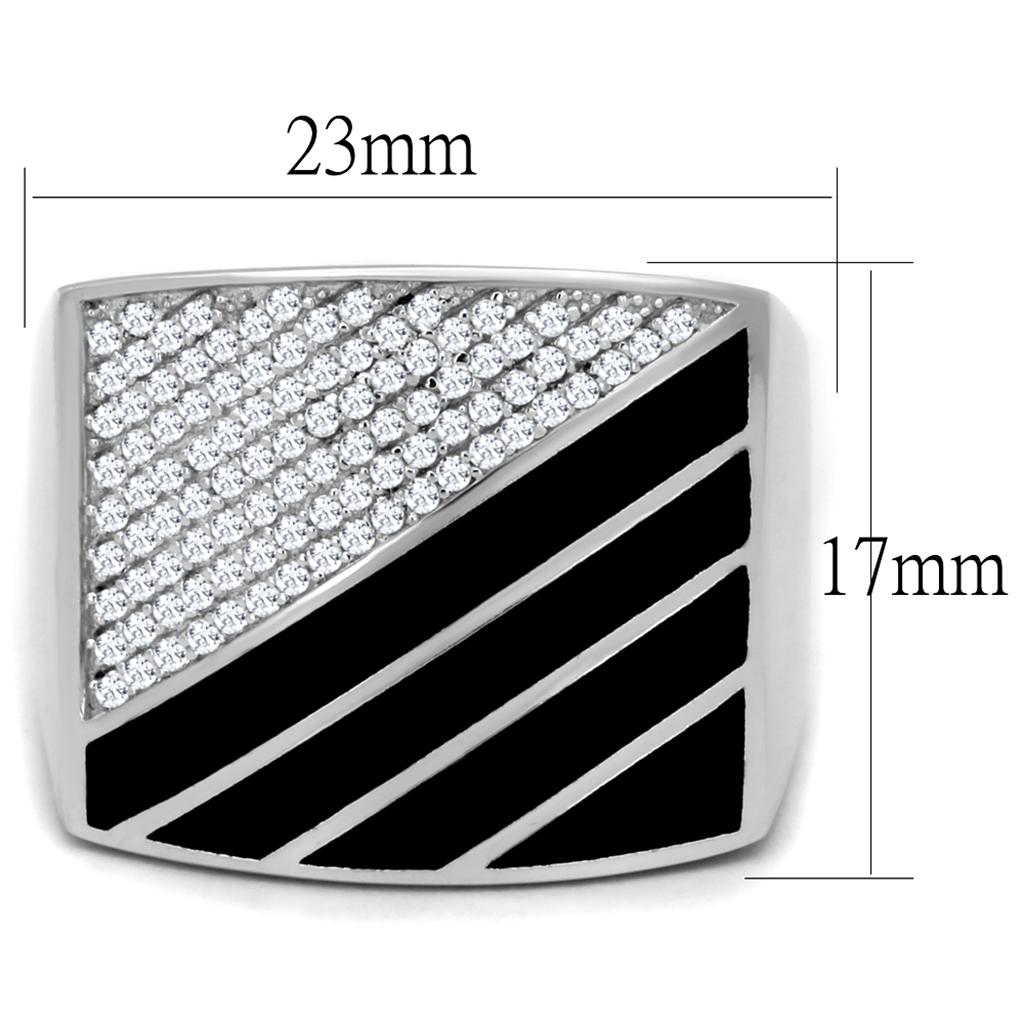 TS227 - Rhodium 925 Sterling Silver Ring with AAA Grade CZ  in Clear-1