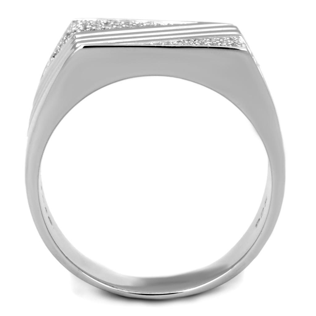 TS230 - Rhodium 925 Sterling Silver Ring with AAA Grade CZ  in Clear-2