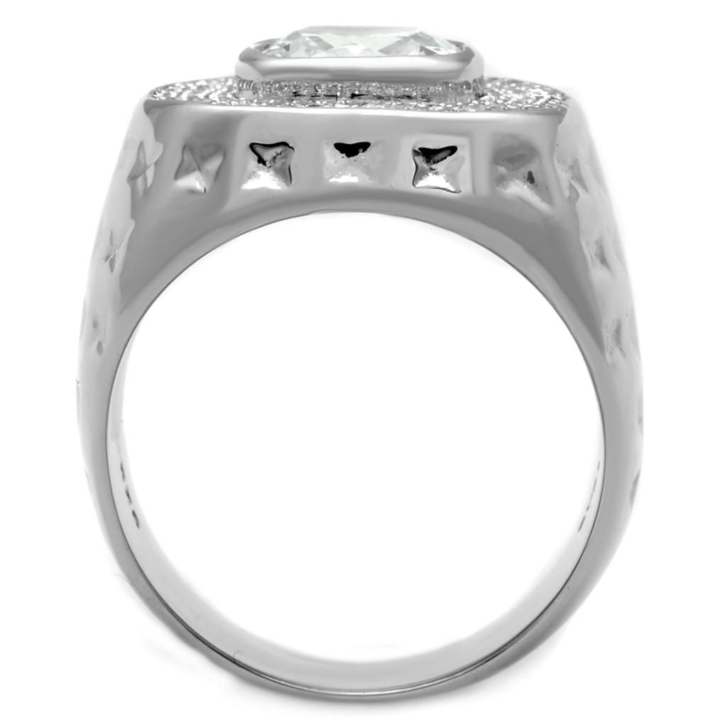 TS231 - Rhodium 925 Sterling Silver Ring with AAA Grade CZ  in Clear-2