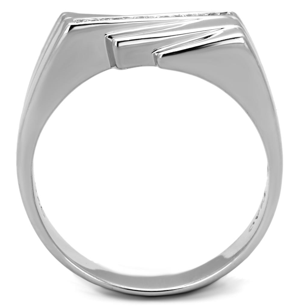 TS232 - Rhodium 925 Sterling Silver Ring with AAA Grade CZ  in Clear-2