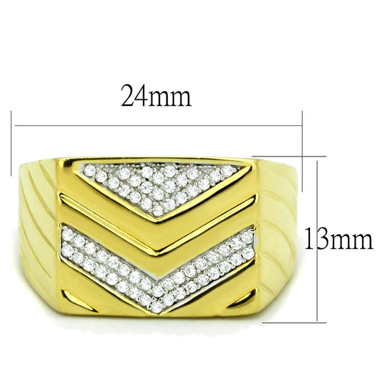 TS234 - Gold+Rhodium 925 Sterling Silver Ring with AAA Grade CZ  in Clear-1