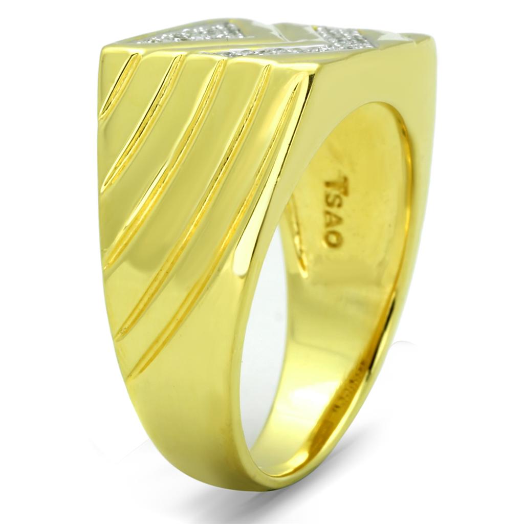 TS234 - Gold+Rhodium 925 Sterling Silver Ring with AAA Grade CZ  in Clear-3