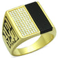 TS236 - Gold 925 Sterling Silver Ring with Semi-Precious Onyx in Jet-4