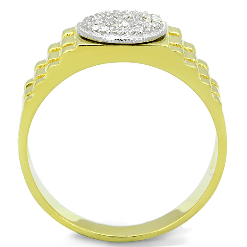 TS237 - Gold+Rhodium 925 Sterling Silver Ring with AAA Grade CZ  in Clear-2