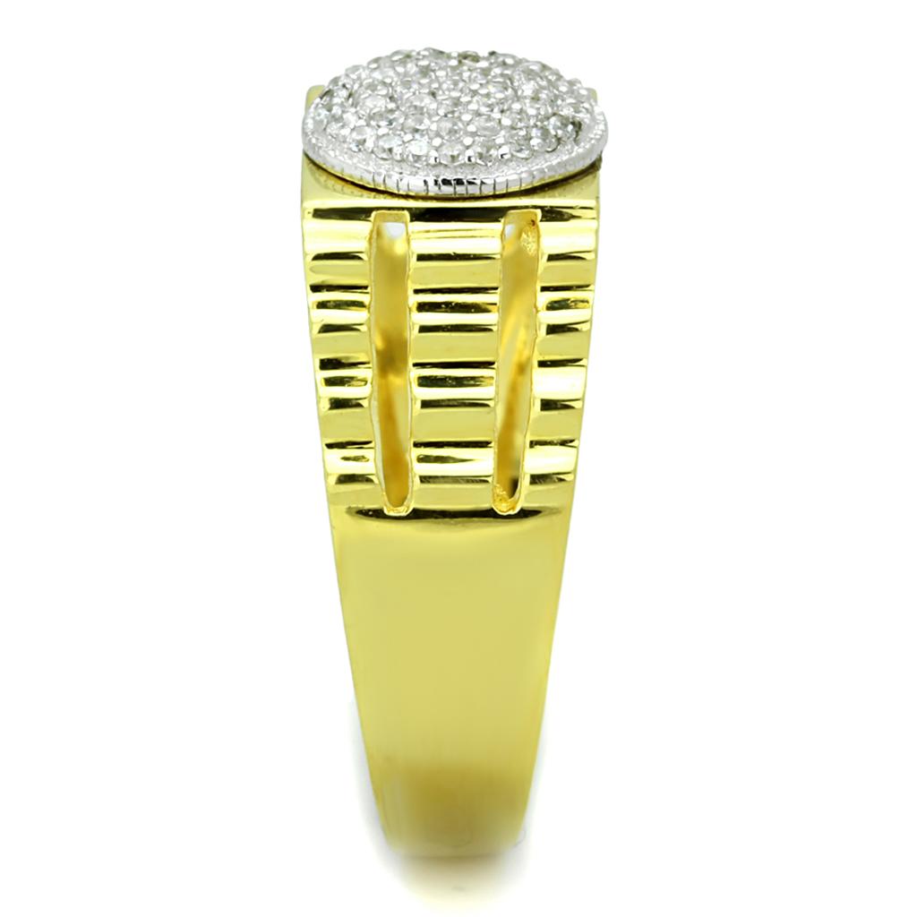 TS237 - Gold+Rhodium 925 Sterling Silver Ring with AAA Grade CZ  in Clear-3
