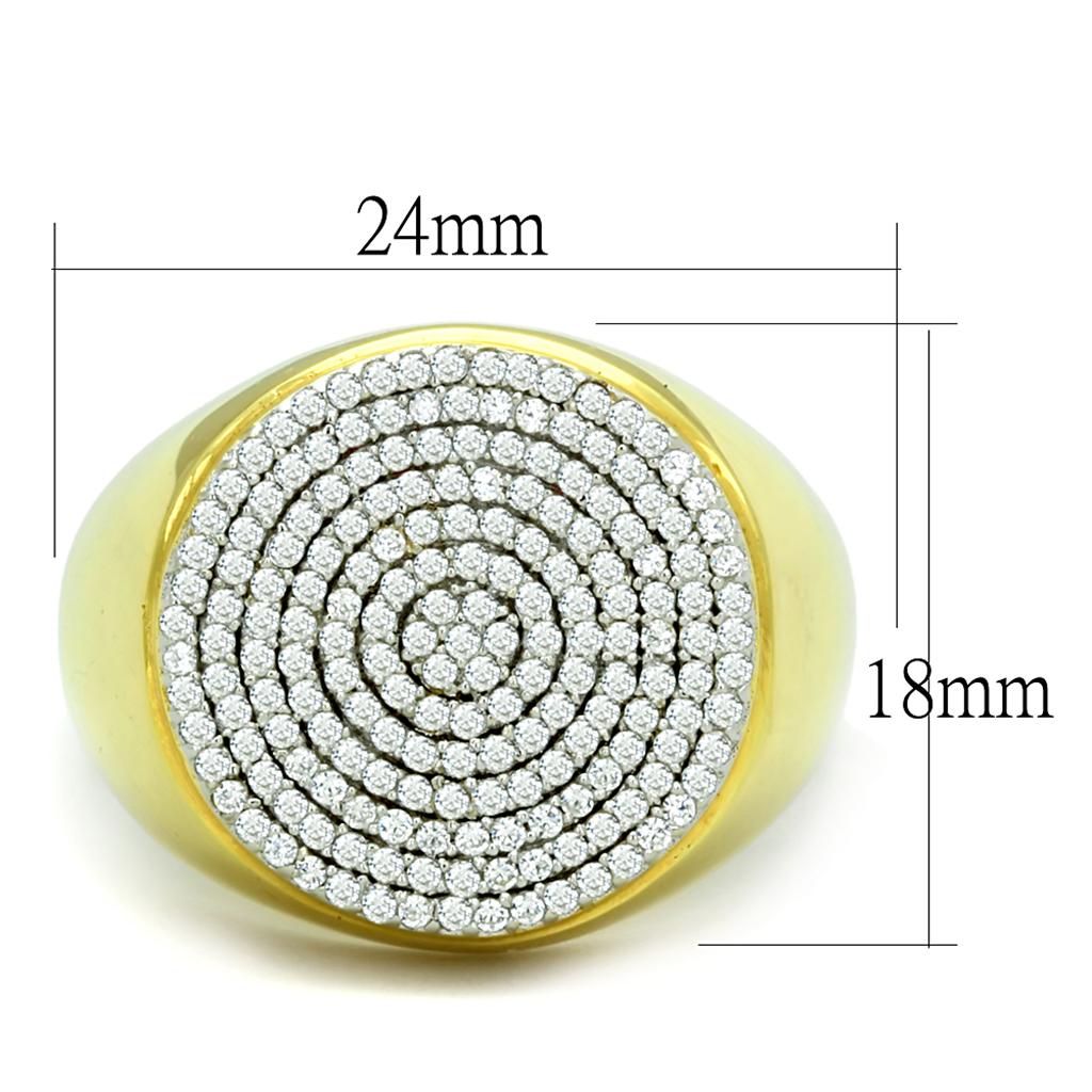 TS238 - Gold+Rhodium 925 Sterling Silver Ring with AAA Grade CZ  in Clear-1
