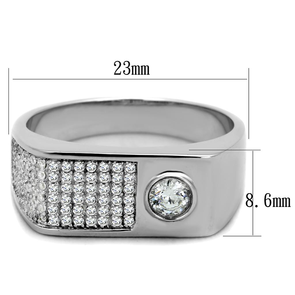 TS239 - Rhodium 925 Sterling Silver Ring with AAA Grade CZ  in Clear-1
