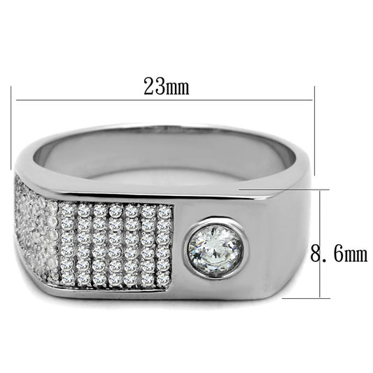 TS239 - Rhodium 925 Sterling Silver Ring with AAA Grade CZ  in Clear-1