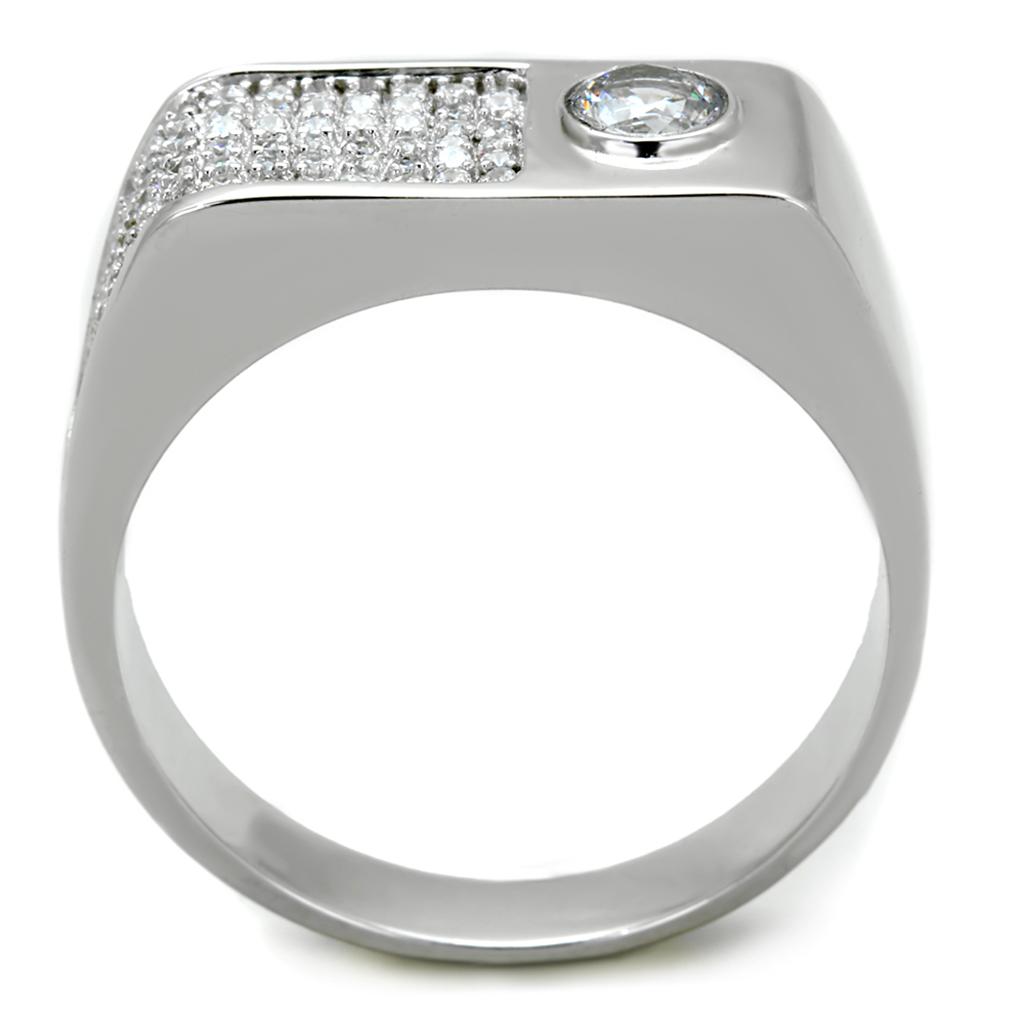 TS239 - Rhodium 925 Sterling Silver Ring with AAA Grade CZ  in Clear-2