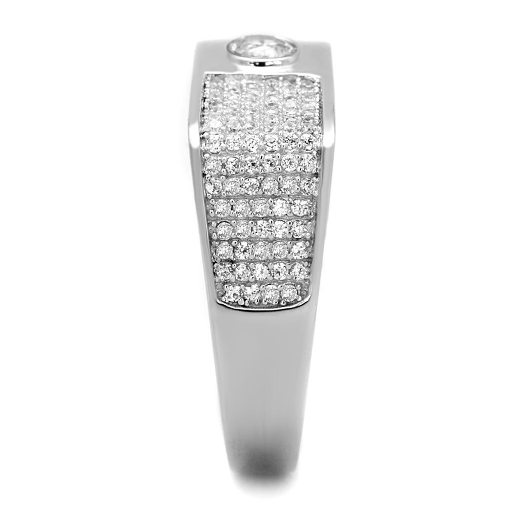 TS239 - Rhodium 925 Sterling Silver Ring with AAA Grade CZ  in Clear-3