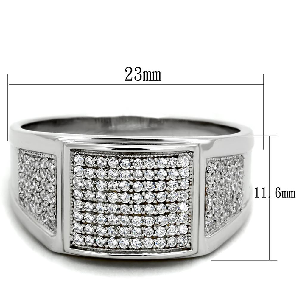 TS241 - Rhodium 925 Sterling Silver Ring with AAA Grade CZ  in Clear-1
