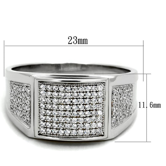 TS241 - Rhodium 925 Sterling Silver Ring with AAA Grade CZ  in Clear-1