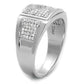 TS241 - Rhodium 925 Sterling Silver Ring with AAA Grade CZ  in Clear-3